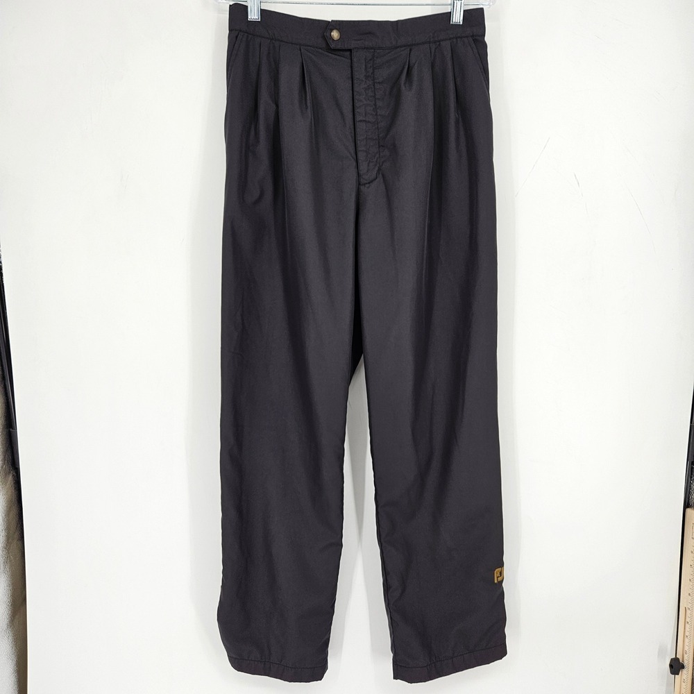 Footjoy Dryjoy Pants Mens Medium Black Side Zip Snap Golf‎ Windbreaker Outdoor